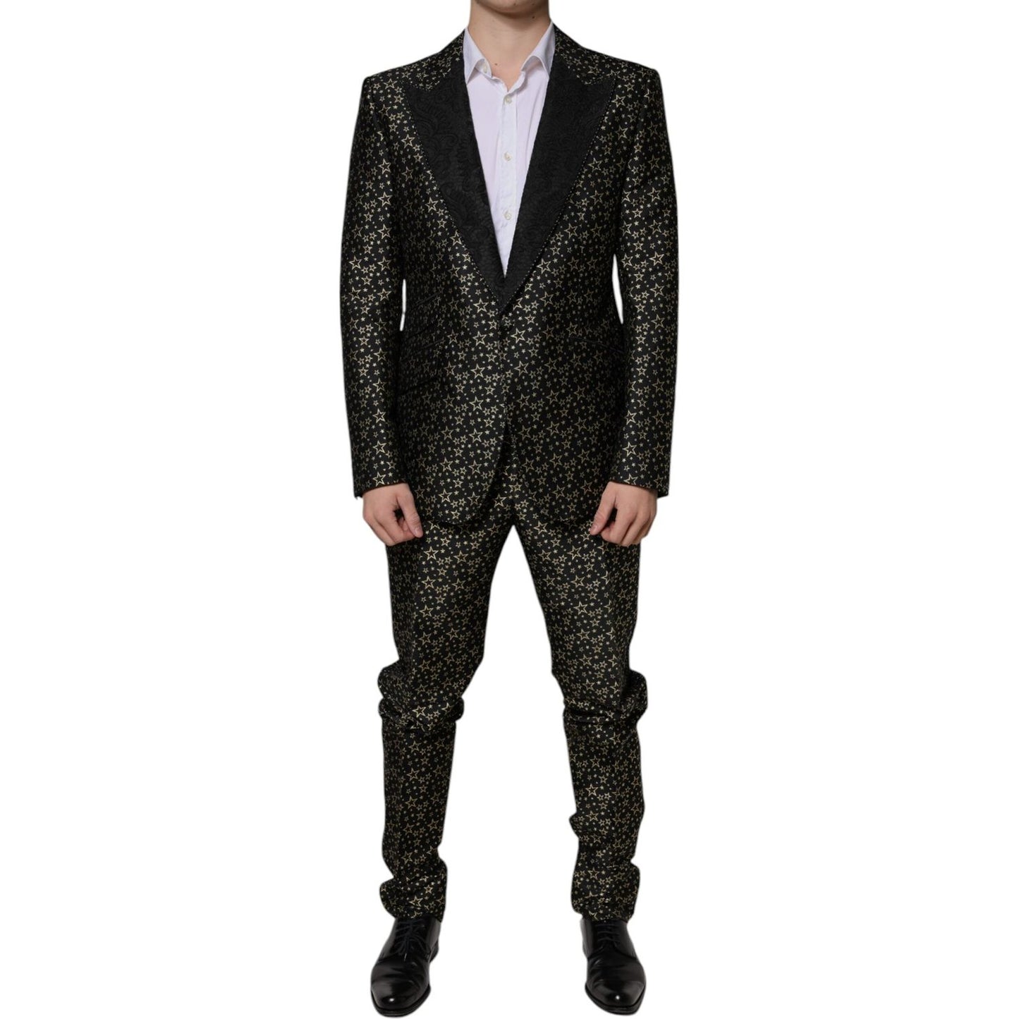 Dolce & Gabbana Black Stars Jacquard SICILIA 2 Piece Suit Dolce & Gabbana Black