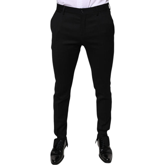 Dolce & Gabbana Black Wool Skinny Formal Dress Pants Dolce & Gabbana Black