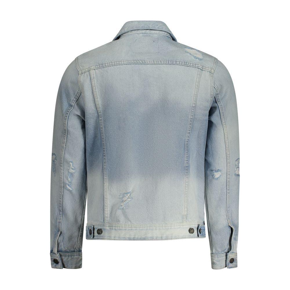 Guess Jeans Light Blue Cotton Jacket Guess Jeans