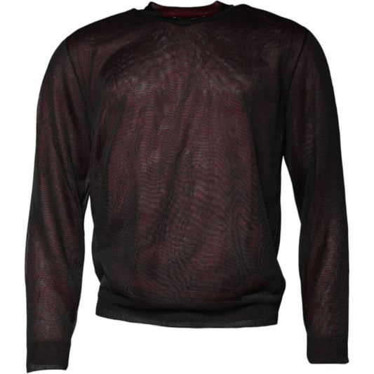 Dolce & Gabbana Maroon Polyester Crew Neck Pullover Sweater Dolce & Gabbana Black