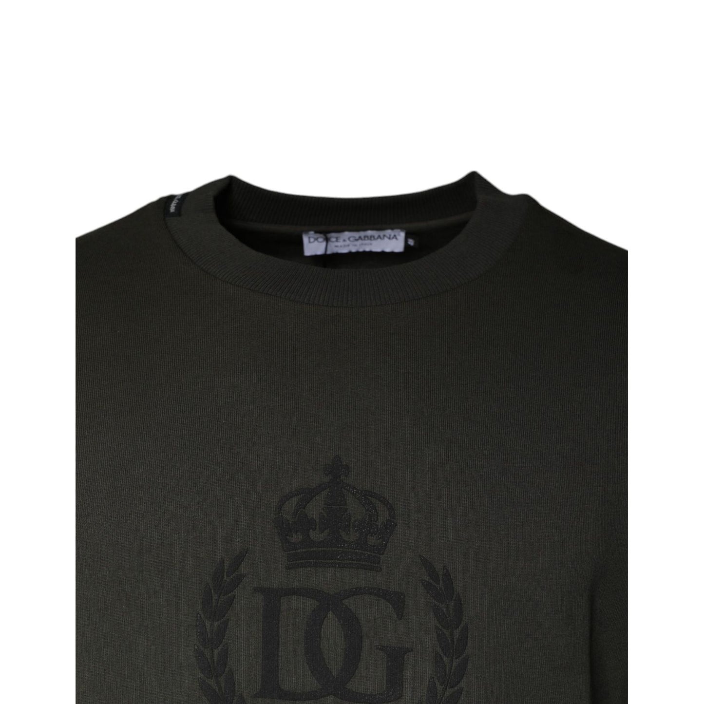 Dolce & Gabbana Army Green Crown Cotton Sweatshirt Sweater