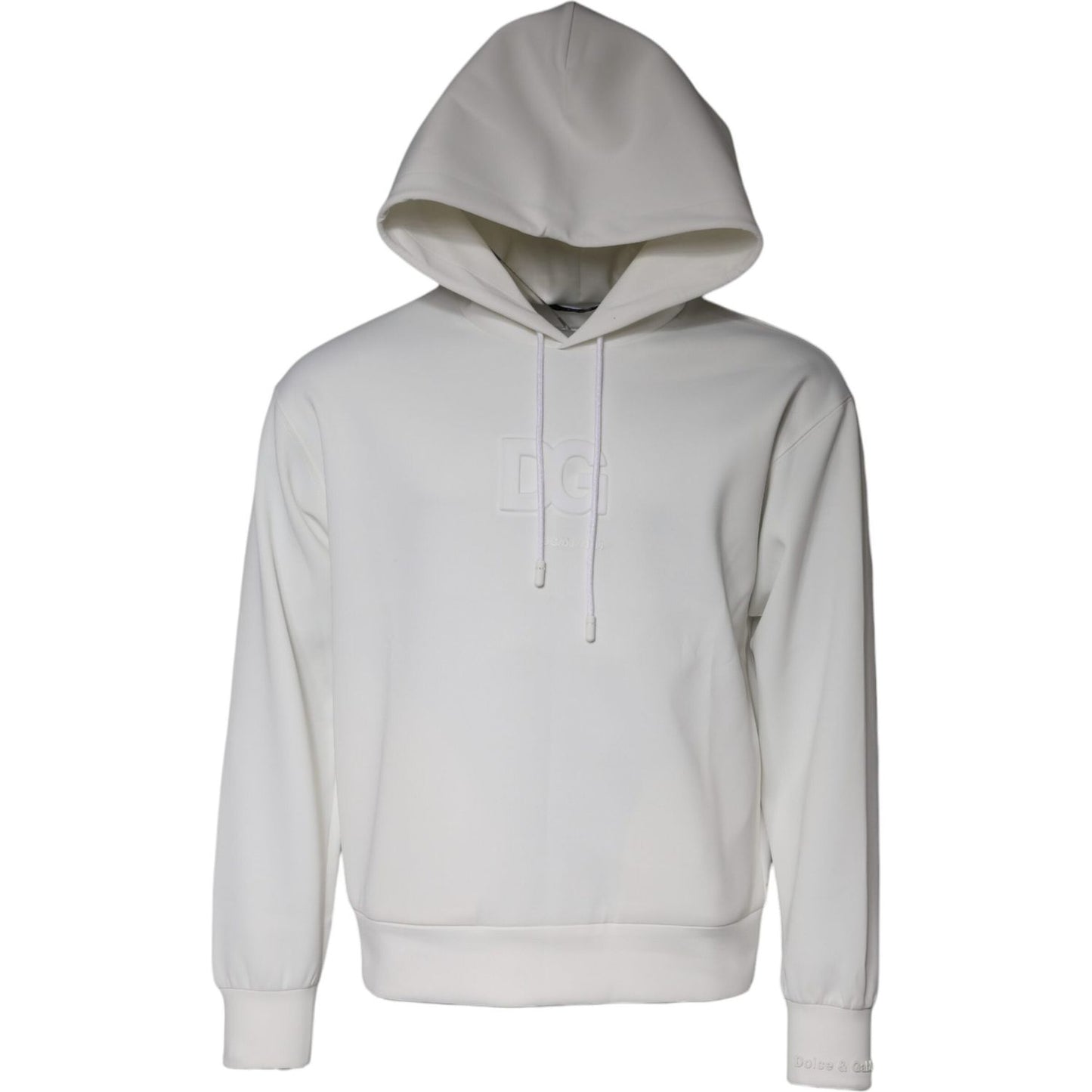 Dolce & Gabbana White DG Logo Hooded Men Sweatshirt Sweater Dolce & Gabbana Gray