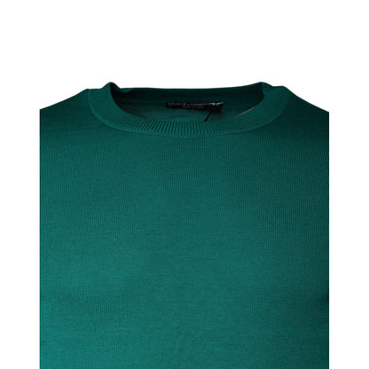 Dolce & Gabbana Green Wool Knit Crew Neck Pullover Sweater