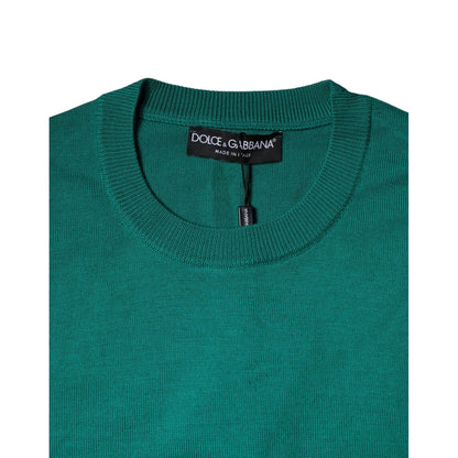 Dolce & Gabbana Green Wool Knit Crew Neck Pullover Sweater