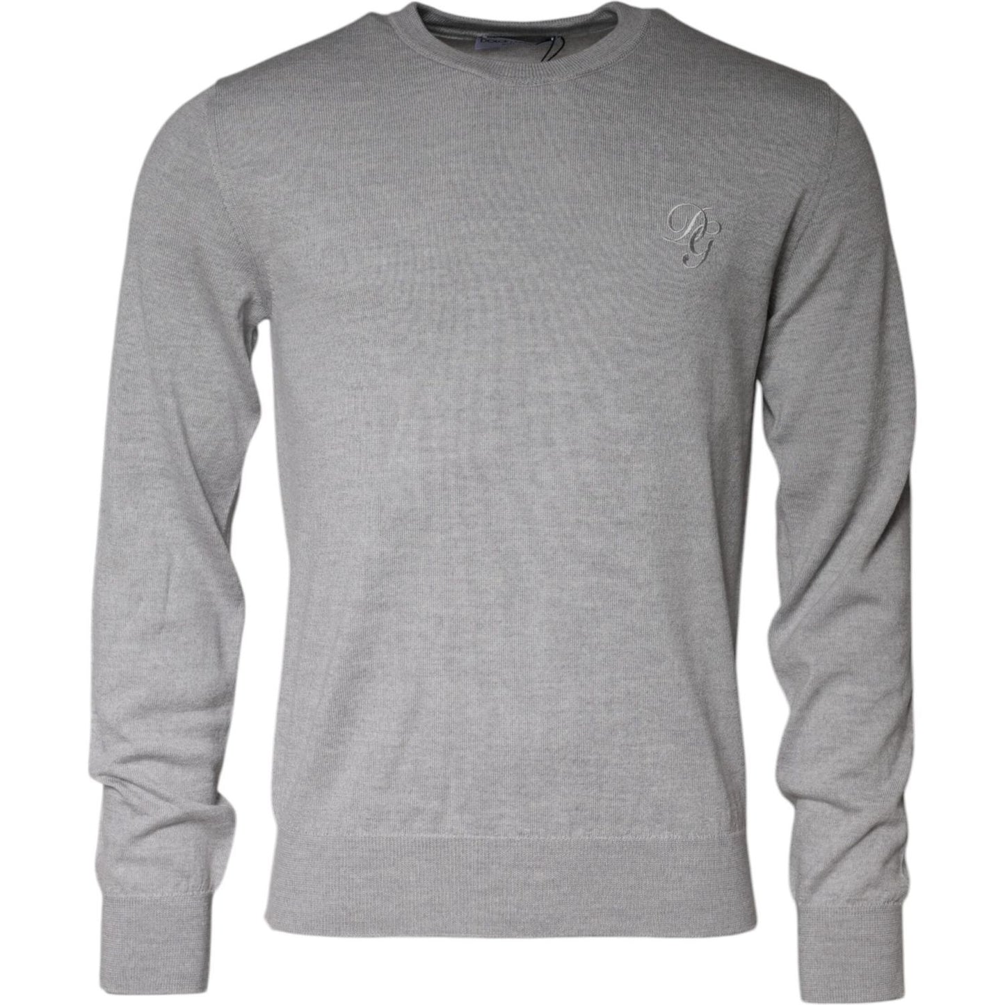 Dolce & Gabbana Light Gray Wool Crew Neck Pullover Sweater Dolce & Gabbana Dark Gray