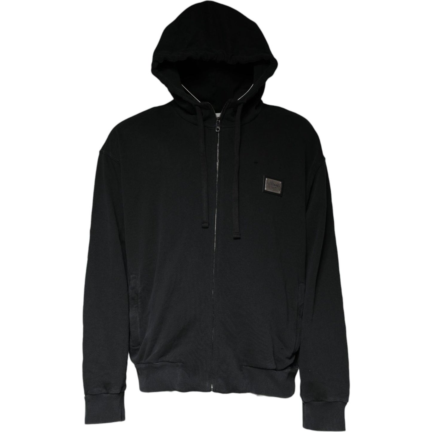 Dolce & Gabbana Black Logo Plaque Hooded Full Zip Sweater Dolce & Gabbana Black