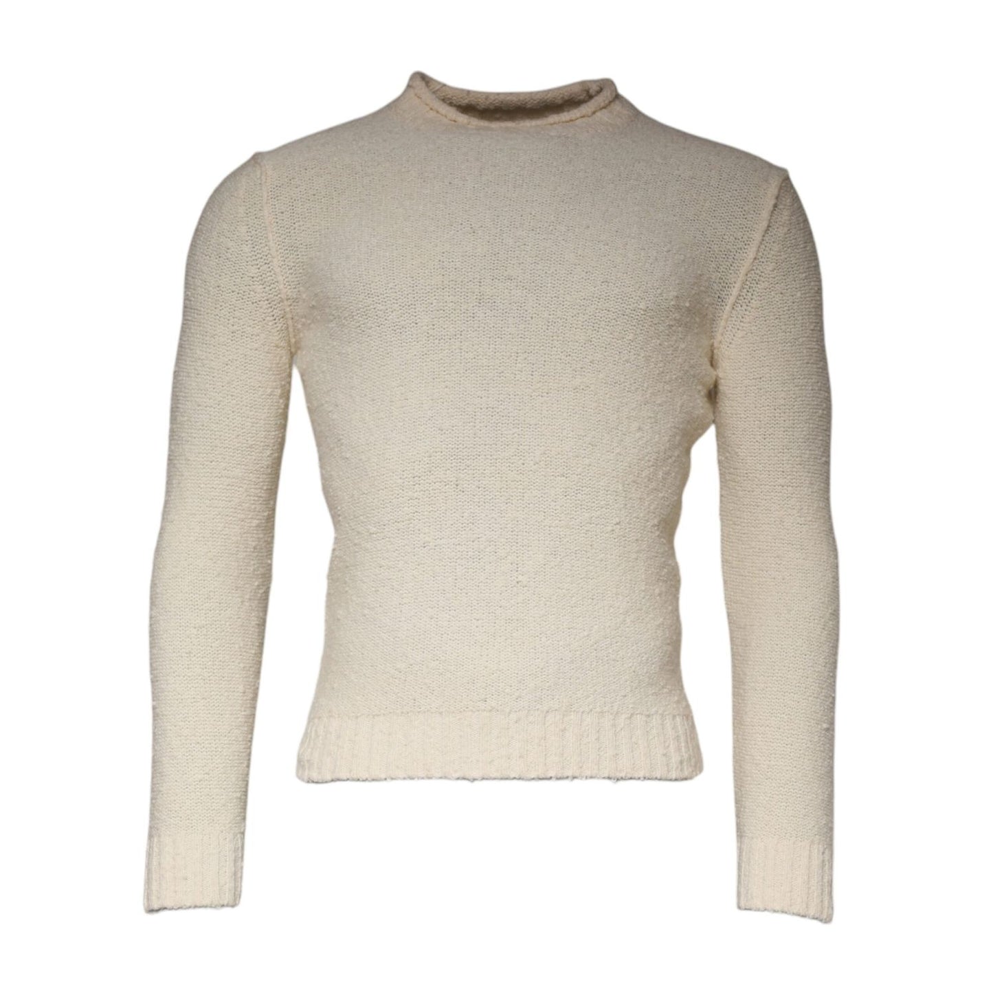 KANGRA Beige Wool Knit Long Sleeve Round Neck Pullover Sweater KANGRA