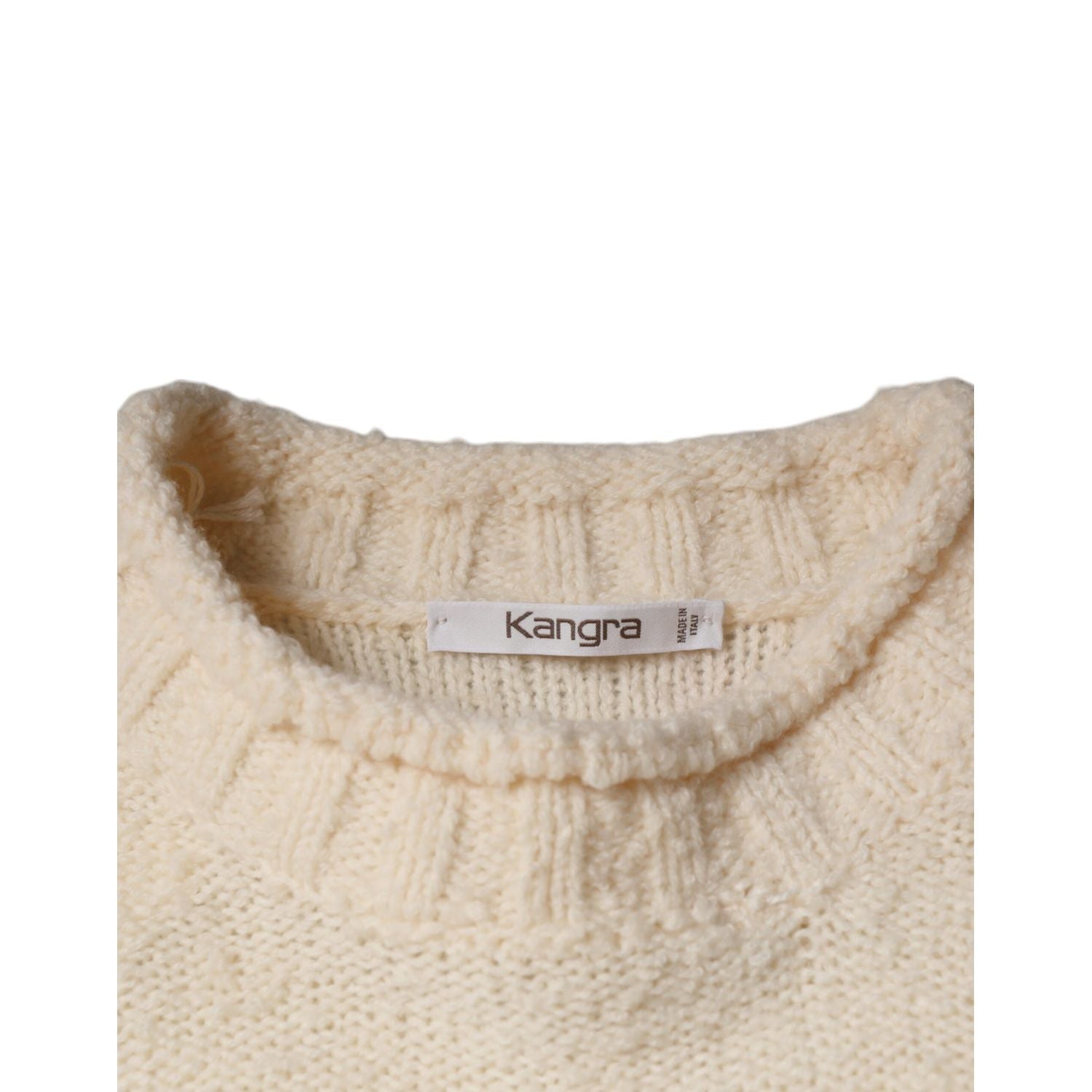 KANGRA Beige Wool Knit Long Sleeve Round Neck Pullover Sweater