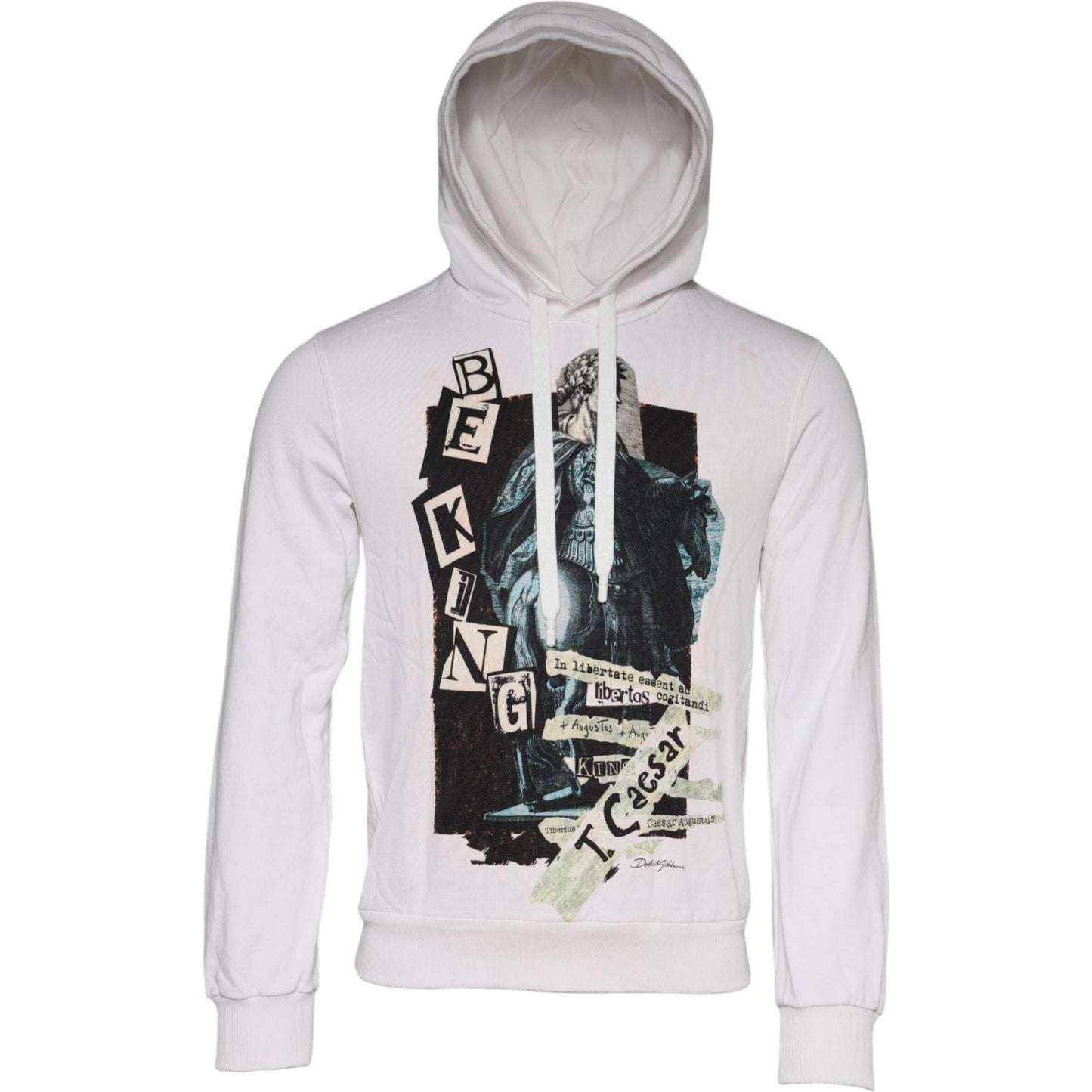 Dolce & Gabbana White Caesar Cotton Hooded Pullover Sweater Dolce & Gabbana Light Gray