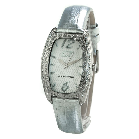 Chronotech Silver Leather Dress Watch