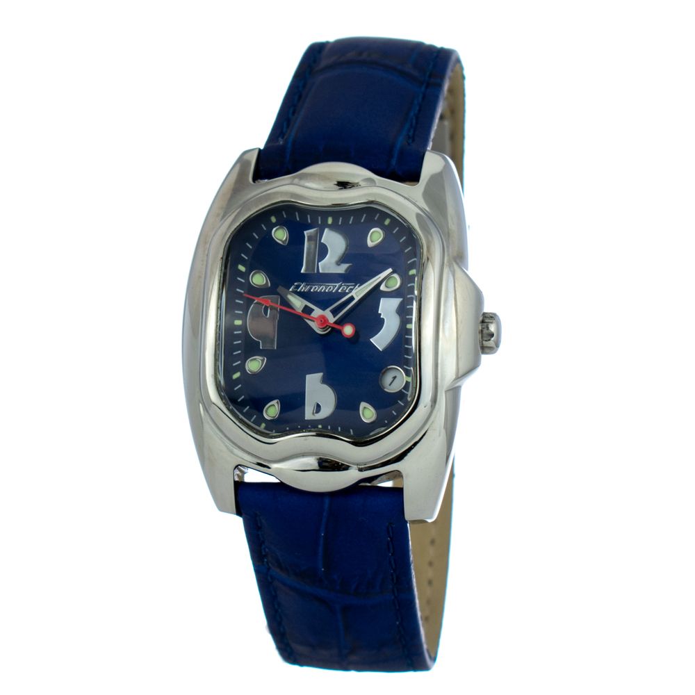 Chronotech Blue Leather Dress Watch