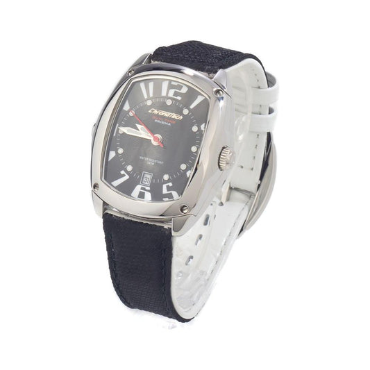 Chronotech Black Leather Watch Chronotech Light Gray