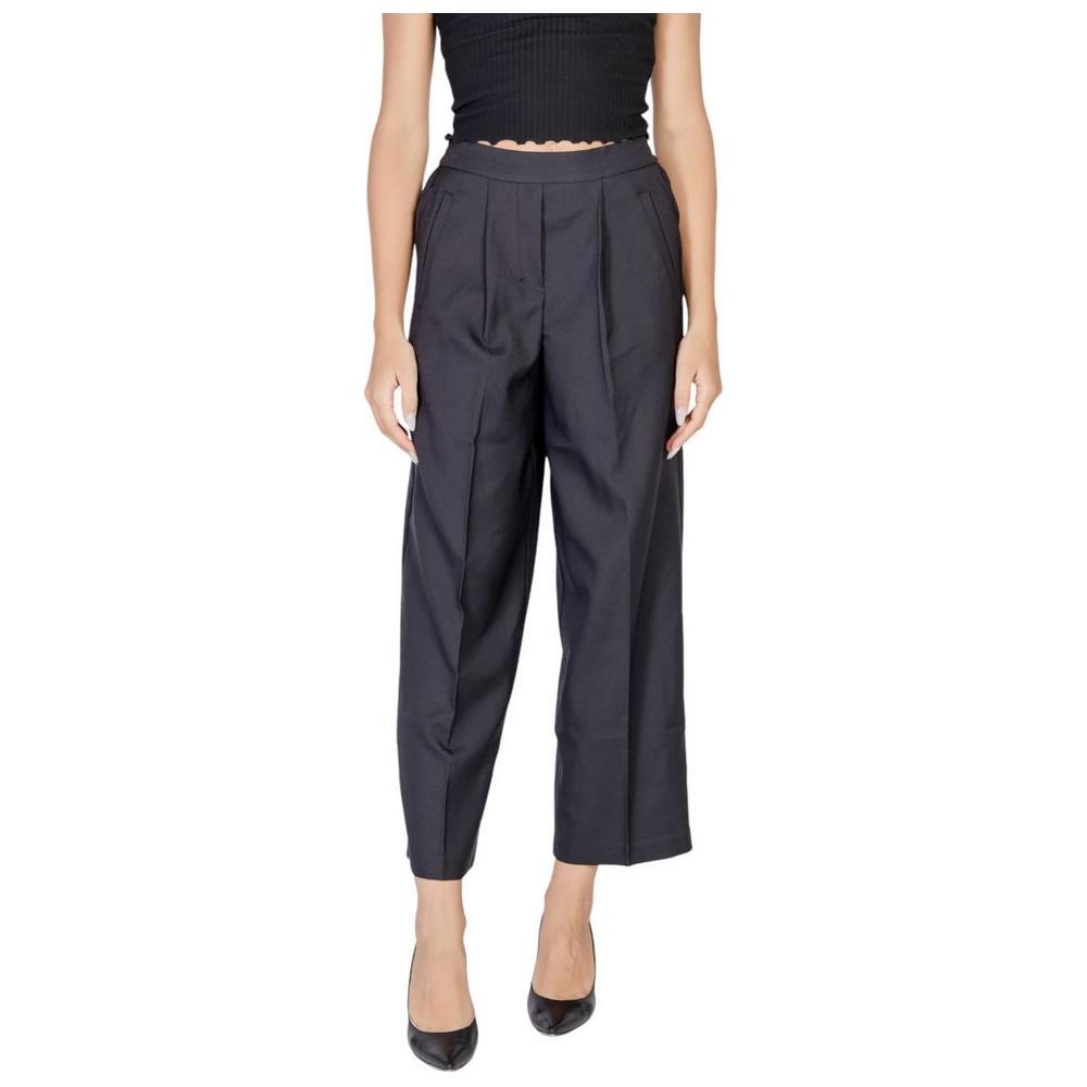 ICHI Black Polyester Casual Pants ICHI
