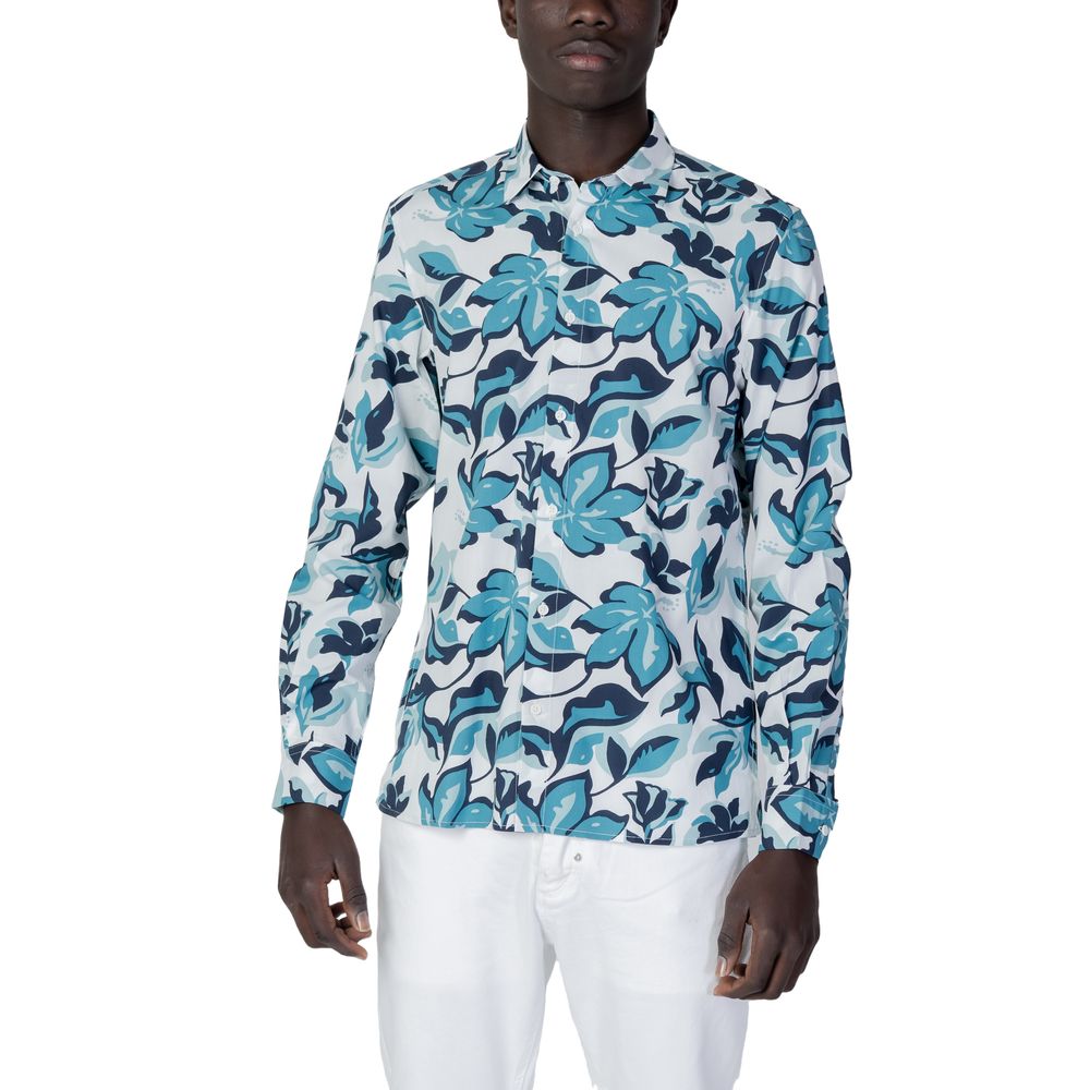 Antony Morato Blue Viscose Pattern Shirt