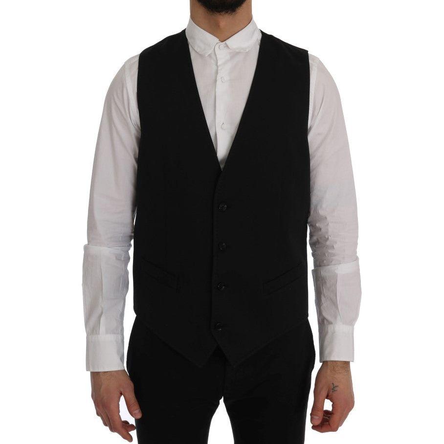 Dolce & Gabbana Sleek Black Single-Breasted Waistcoat Dolce & Gabbana