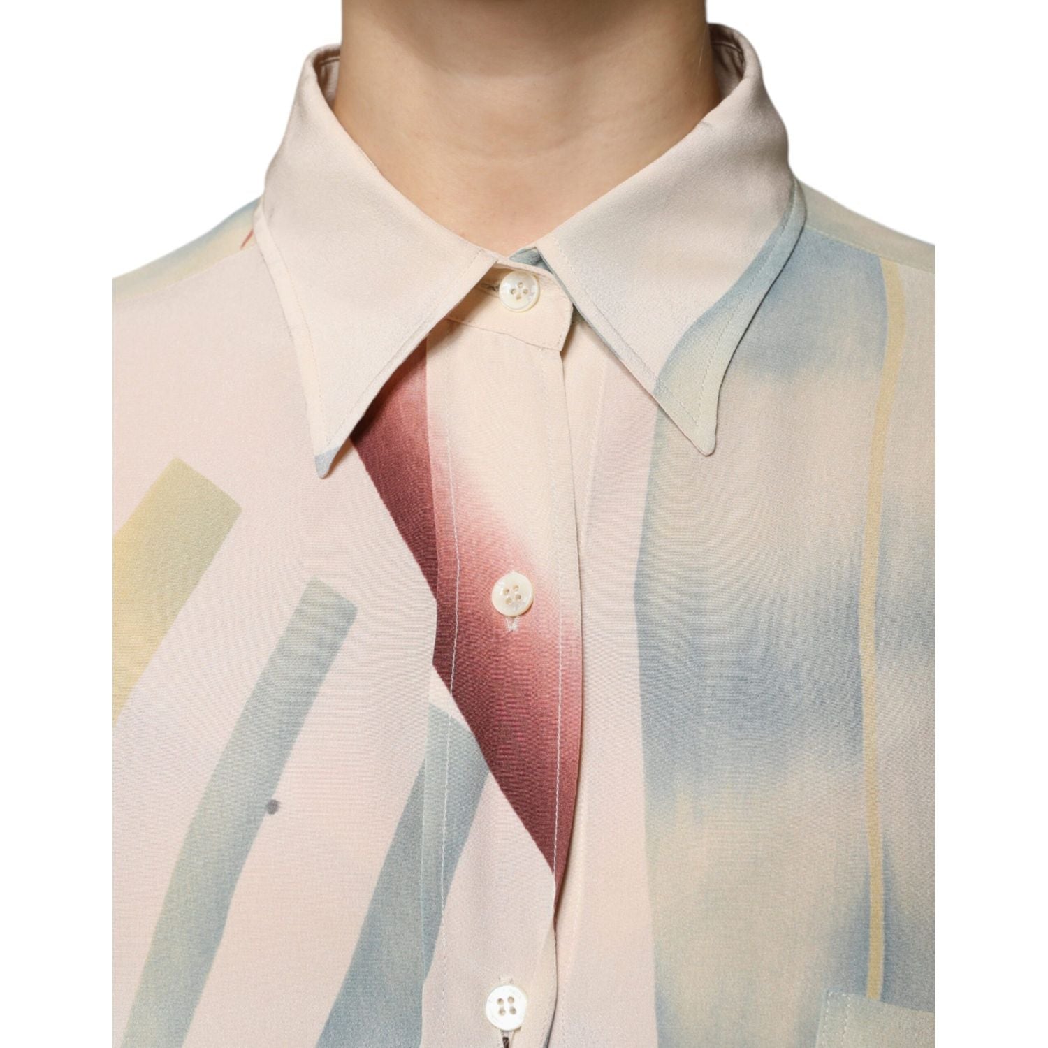 Etro Beige Printed Collared Buttoned Long Sleeves Blouse Top