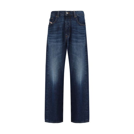Diesel Blue Cotton Relaxed Fit Jeans