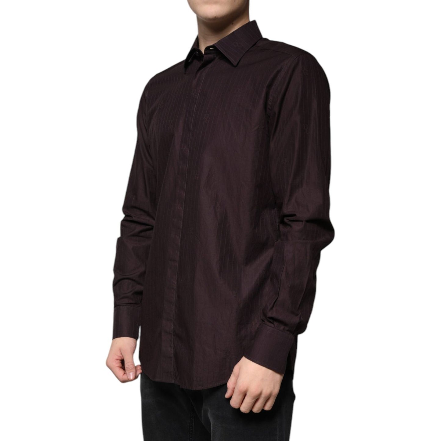 Dolce & Gabbana Purple Cotton Slim Fit MARTINI Dress Shirt