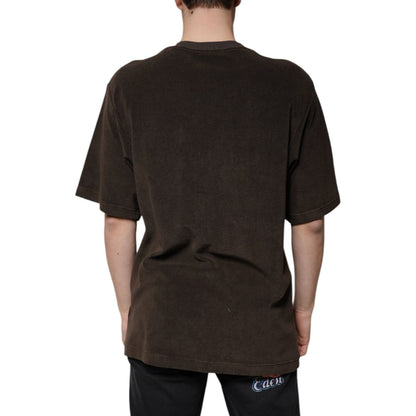 Dolce & Gabbana Brown Cotton Crew Neck Short Sleeves T-shirt