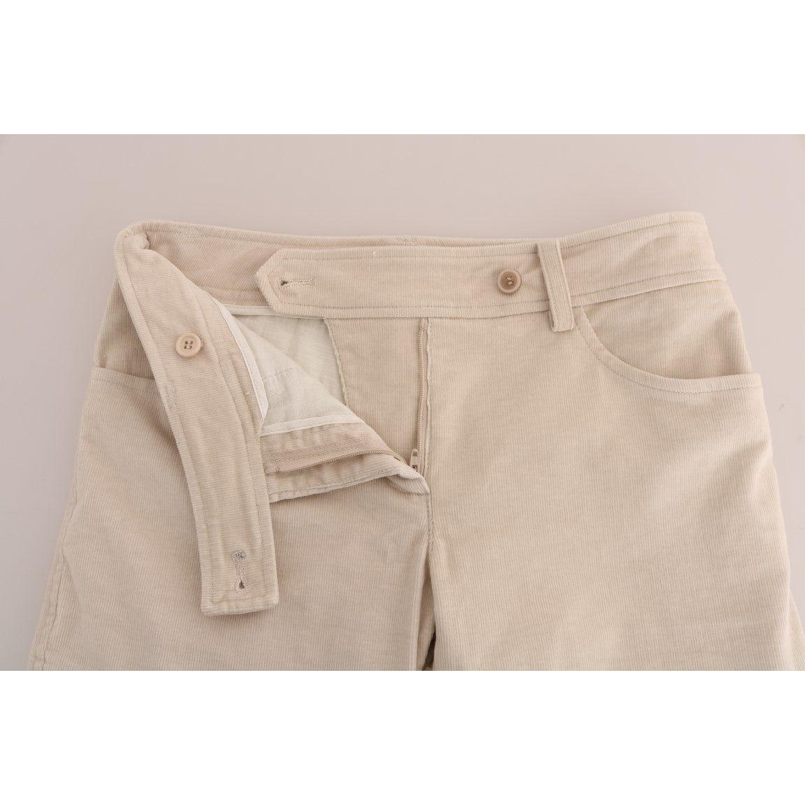 Ermanno Scervino Chic Beige Corduroy Skinny Slim Fit Pants Jeans & Pants Ermanno Scervino