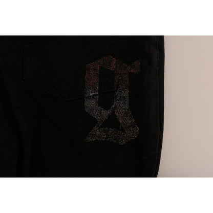 John Galliano Black Cotton Denim Stretch Regular Fit Jeans