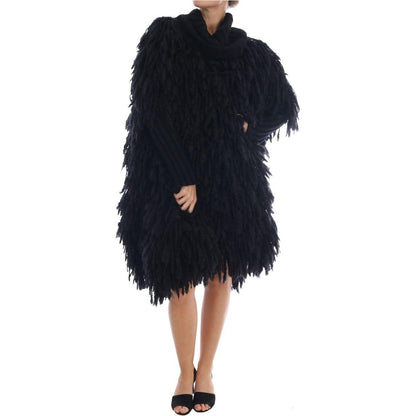 Dolce & Gabbana Black Fringes Wool Pullover Sweater