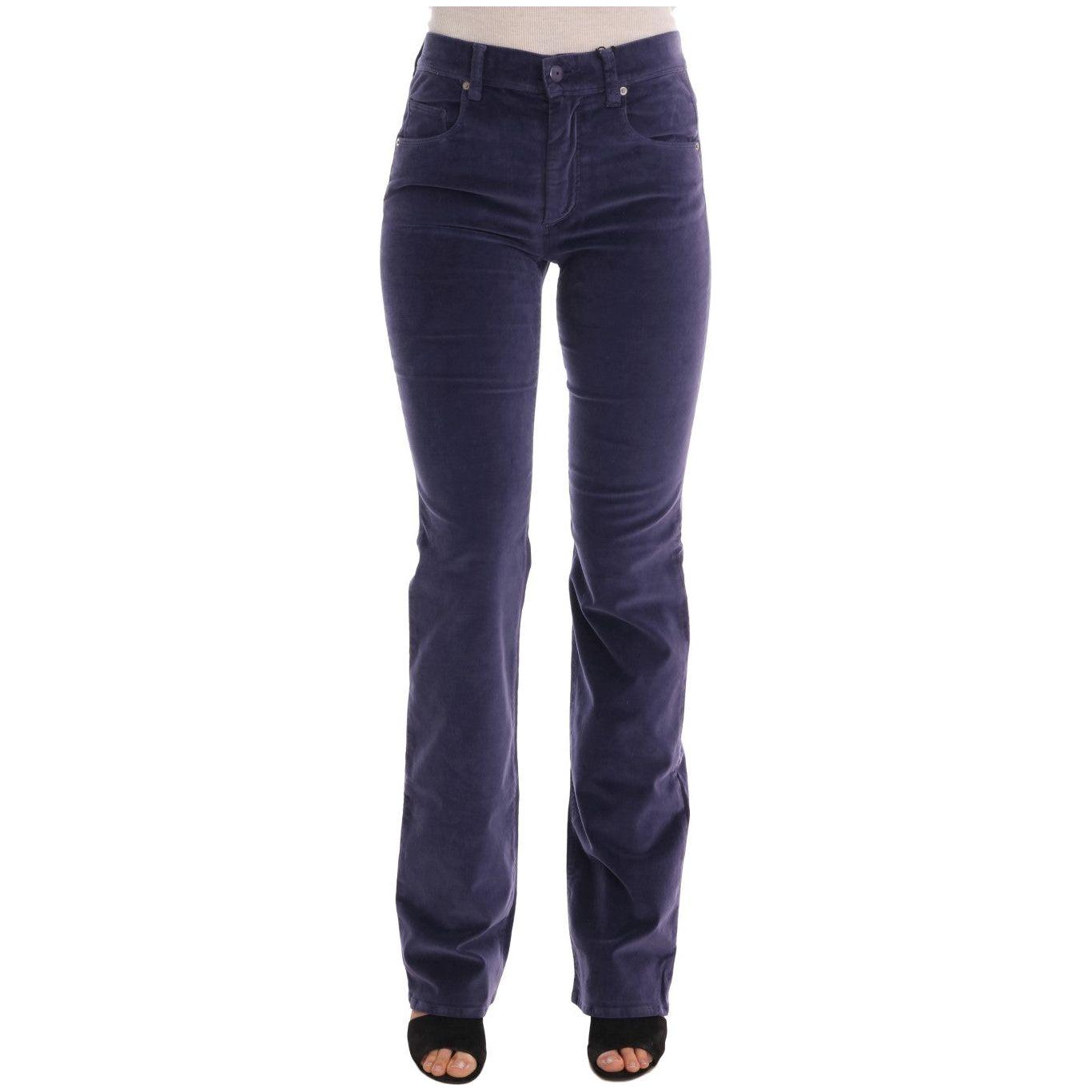 Ermanno Scervino Purple Corduroy Stretch Bootcut Pants Ermanno Scervino