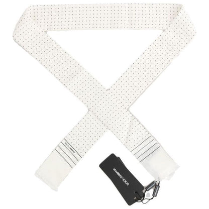 Dolce & Gabbana White Polka Dotted Silk Skinny Scarf