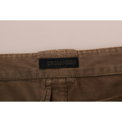Ermanno Scervino Brown Cotton Casual Slim Fit Pants