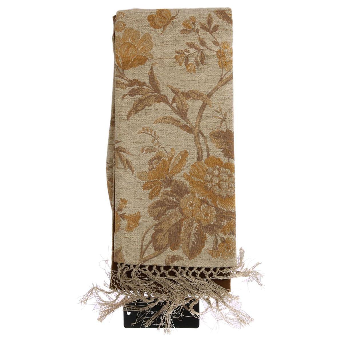 Dolce & Gabbana Elegant Beige Gold Jacquard Stole Scarf Dolce & Gabbana