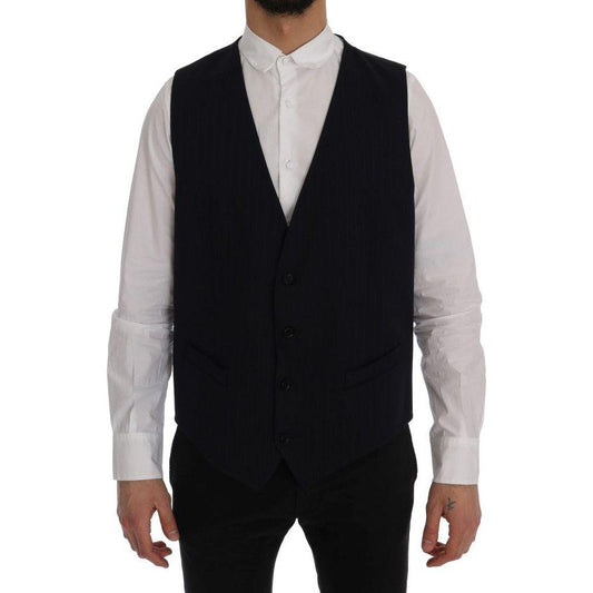 Dolce & Gabbana Elegant Striped Wool Blend Waistcoat Vest Dolce & Gabbana