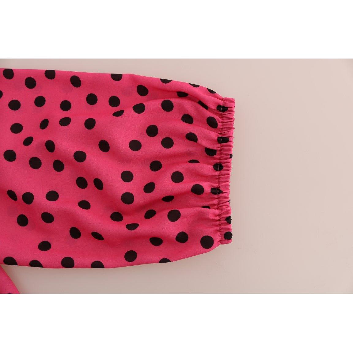 Dolce & Gabbana Pink Polka Dotted Silk Blouse