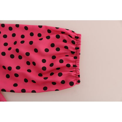 Dolce & Gabbana Pink Polka Dotted Silk Blouse