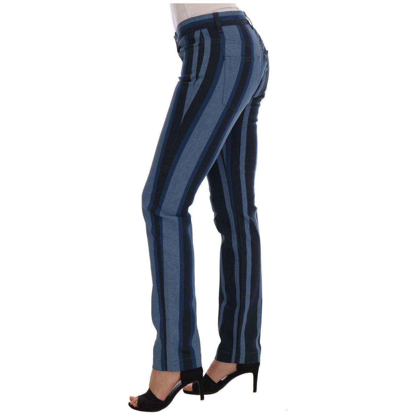 Dolce & Gabbana Chic Blue Striped Slim Fit Girly Jeans Dolce & Gabbana