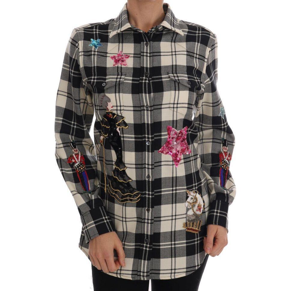 Dolce & Gabbana Enchanted Sequin Checkered Wool Shirt Dolce & Gabbana