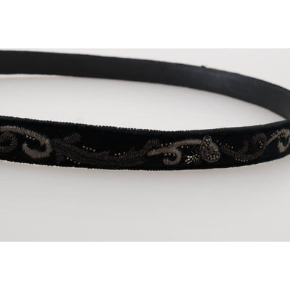 Dolce & Gabbana Black Cotton Royal Bee Embroidery Belt Belt