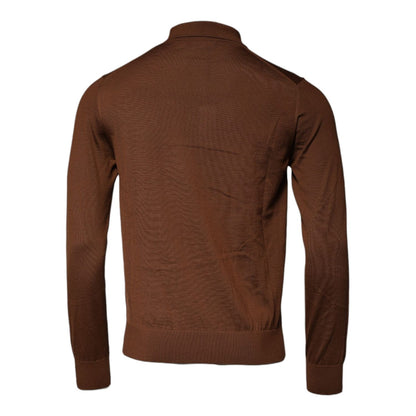 Dolce & Gabbana Brown Cashmere Buttoned Men Pullover Sweater