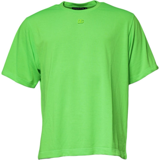 Dolce & Gabbana Green DG Logo Cotton Crew Neck T-shirt