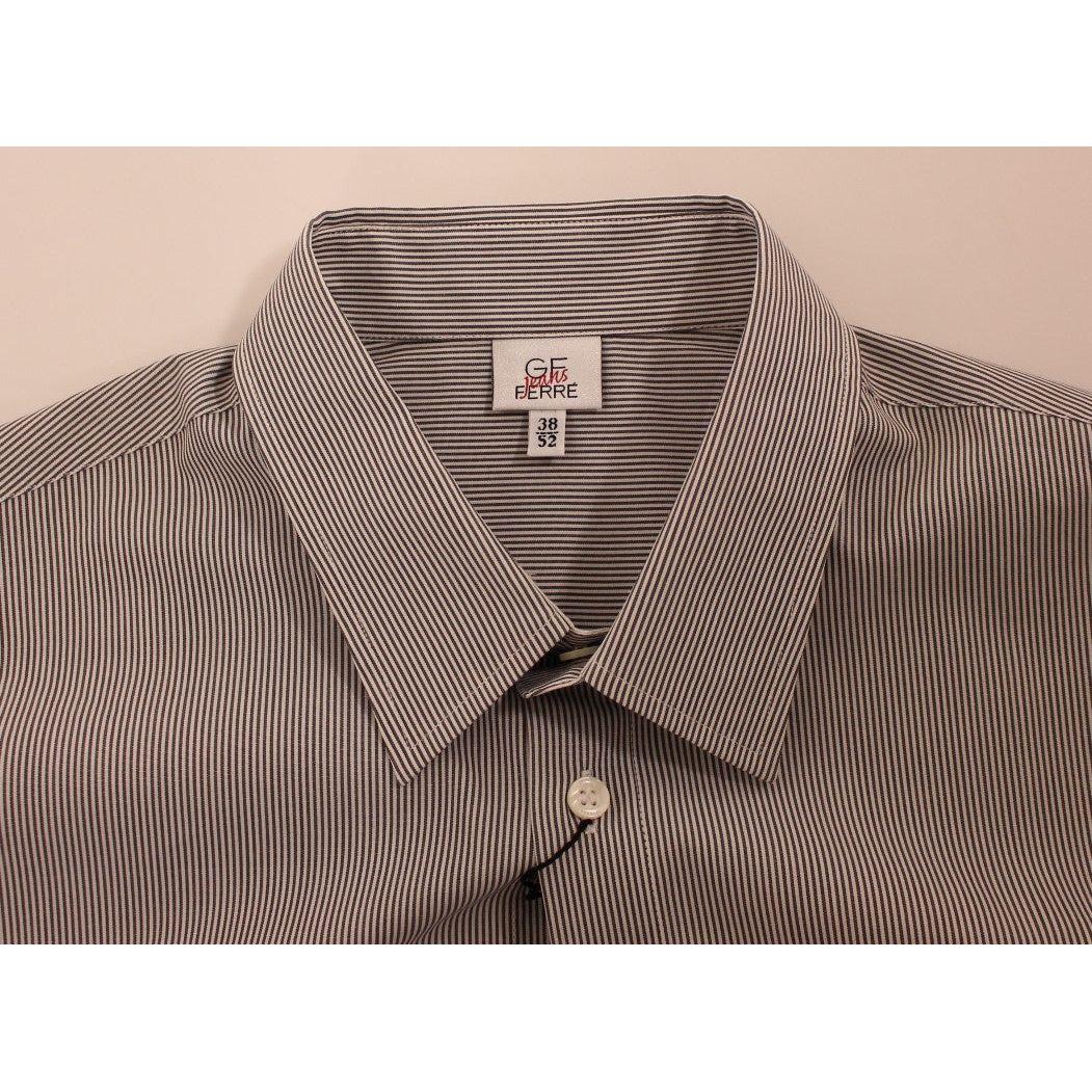 GF Ferre Chic Gray Striped Cotton Casual Shirt GF Ferre