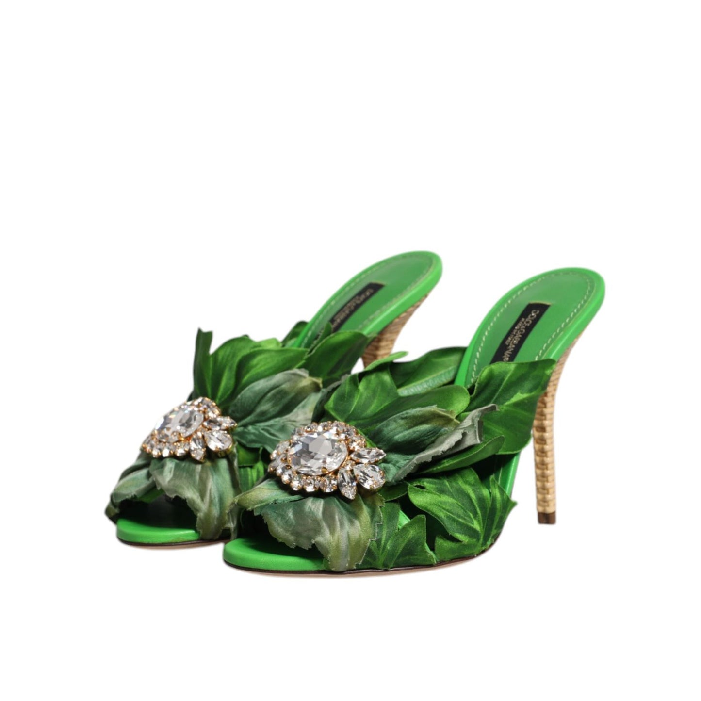 Dolce & Gabbana Green Crystal Slides KEIRA Sandal Shoes