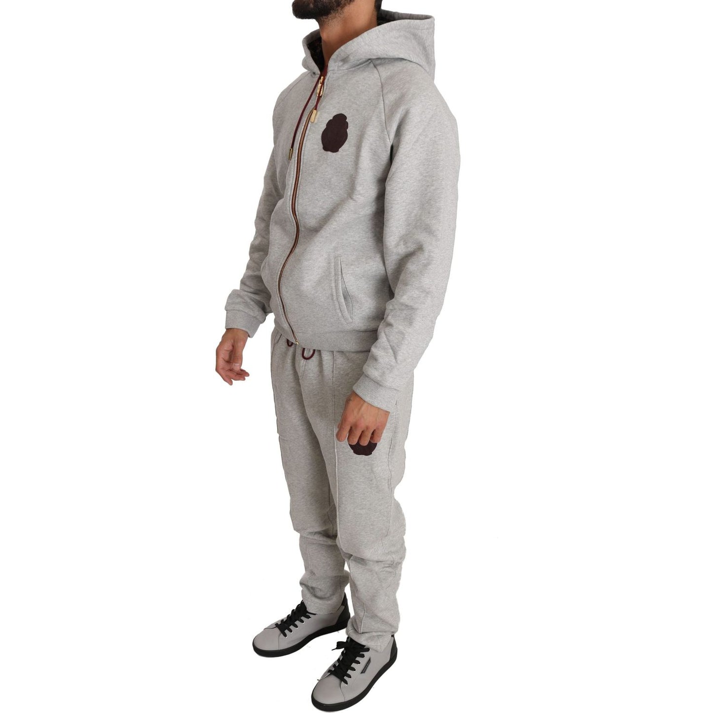 Billionaire Italian Couture Elegant Gray Cotton Sweatsuit Ensemble Billionaire Italian Couture