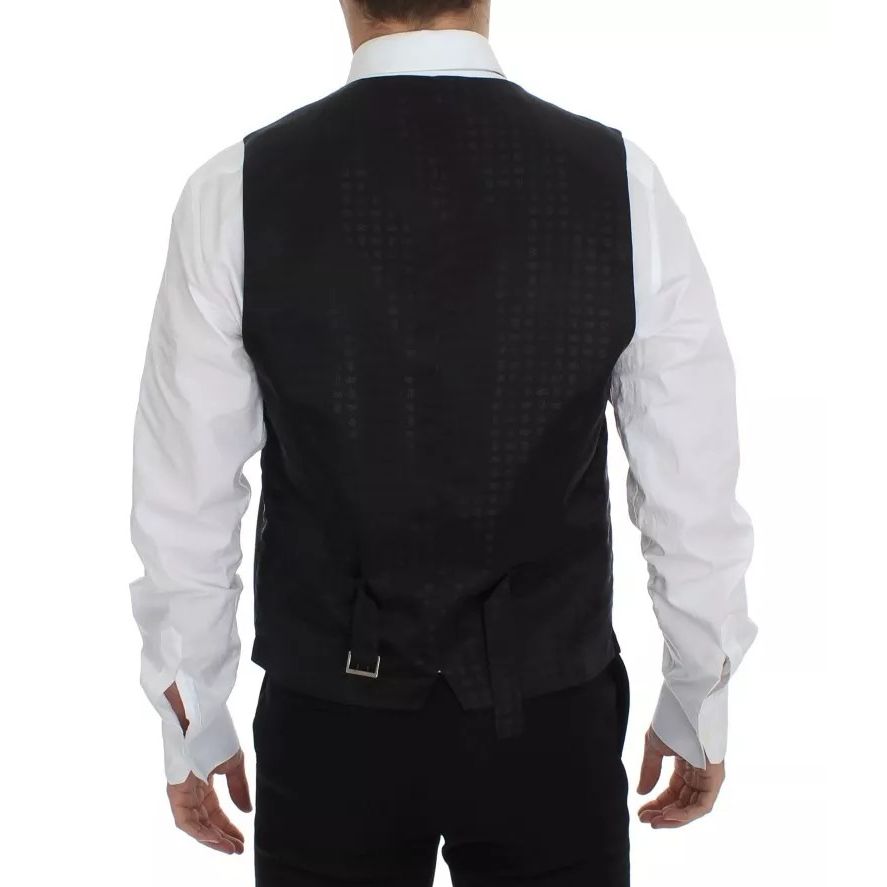 Dolce & Gabbana Black Wool Silk Dress Gilet Jacket Vest