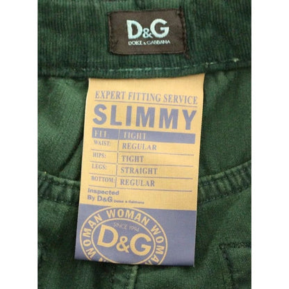 Dolce & Gabbana Green Cotton Corduroys SLIMMY Fit D&G Pants