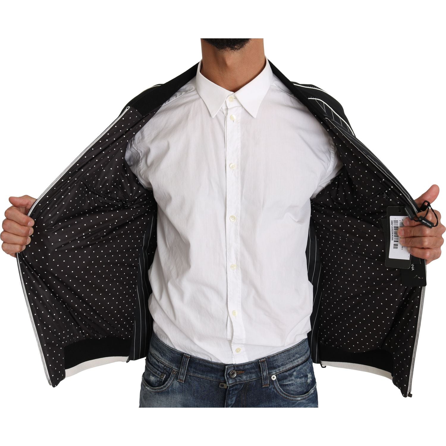 سترة بومبر سوداء أنيقة مزينة بالترتر من دولتشي آند غابانا