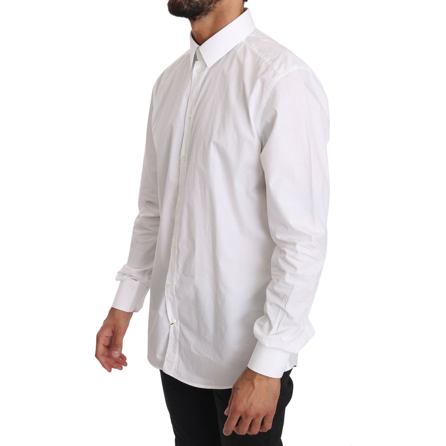 Dolce & Gabbana Elegant Slim Fit Dress Shirt in Pure White MAN SHIRTS Dolce & Gabbana