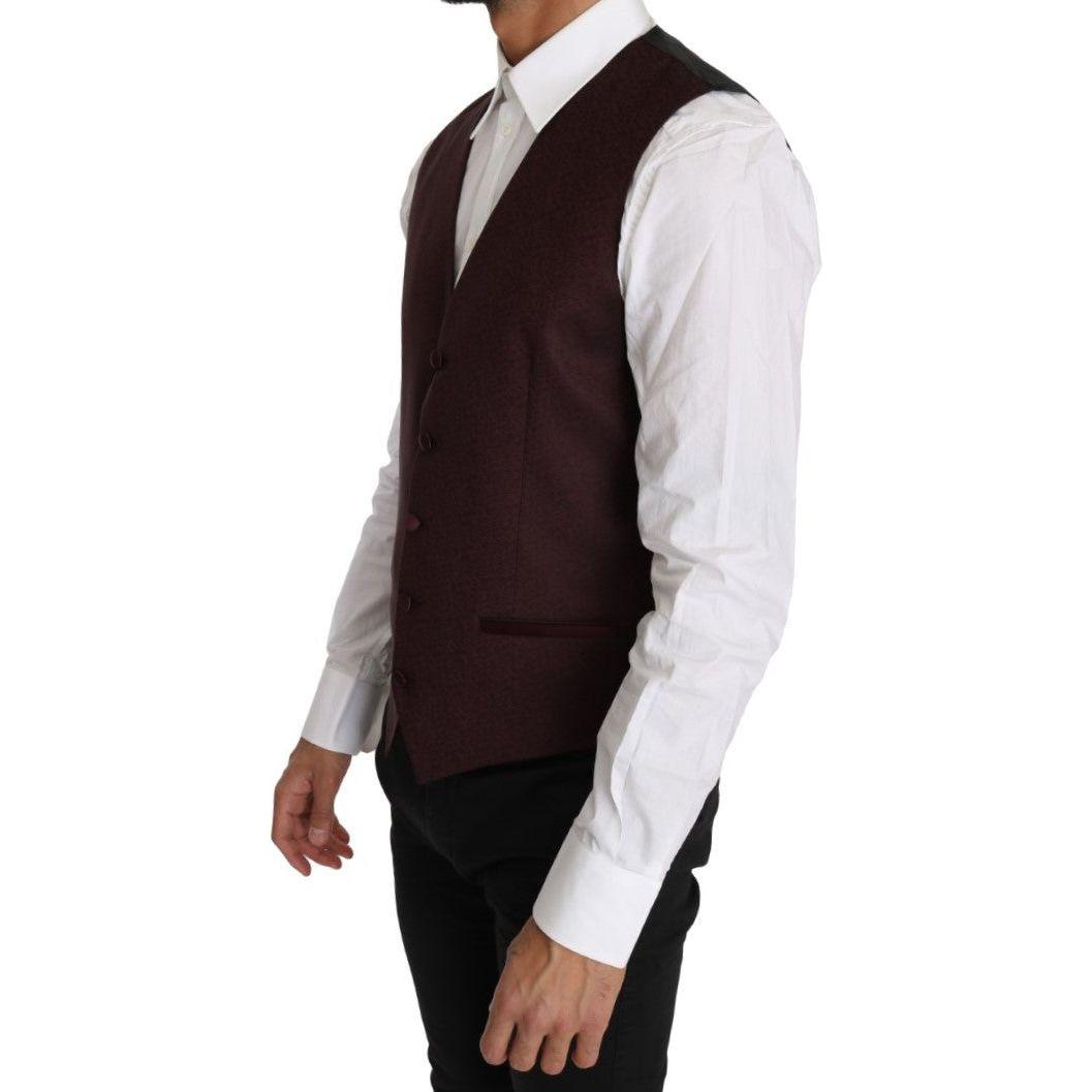 Dolce & Gabbana Elegant Purple Patterned Men's Formal Vest Dolce & Gabbana