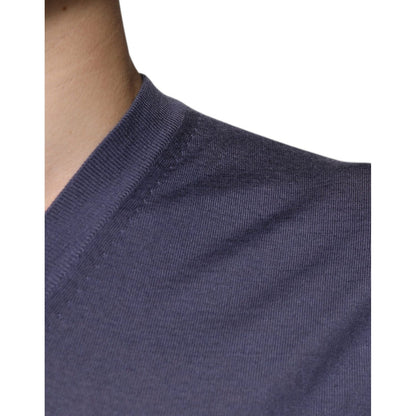 Dolce & Gabbana Gray Cashmere V-neck Men Pullover Sweater