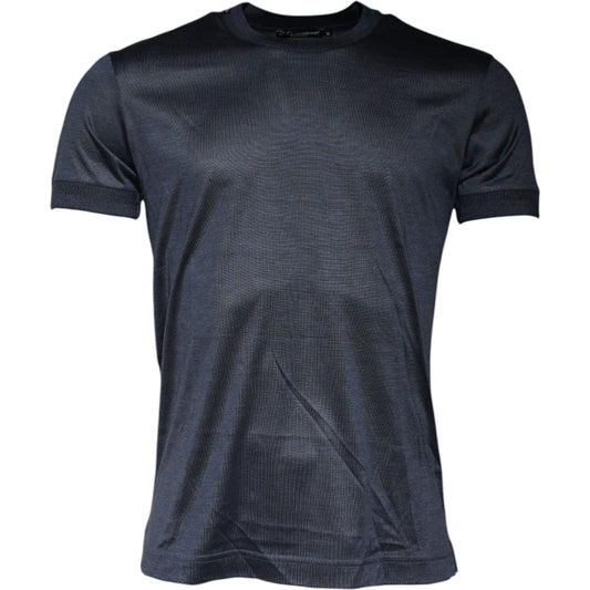 Dolce & Gabbana Blue Silk Crew Neck Short Sleeves T-shirt