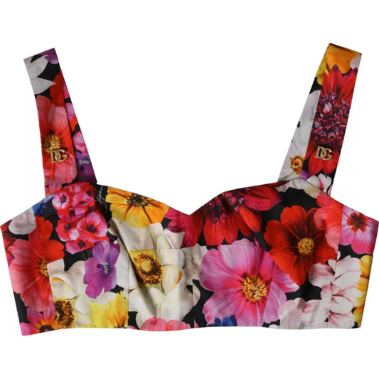 Dolce & Gabbana Multicolor Floral Sleeveless Bustier Crop Top Dolce & Gabbana Sienna