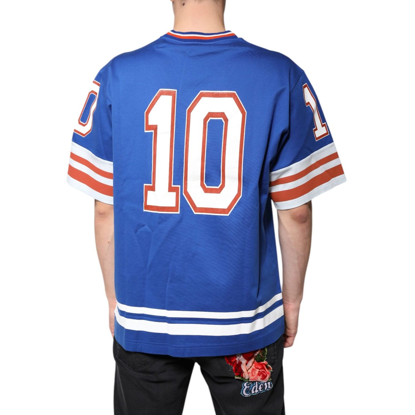 Dolce & Gabbana Blue Logo V-neck Short Sleeve T-shirt